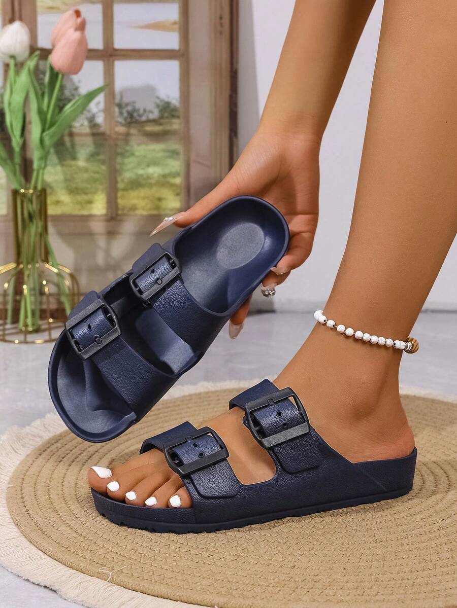 大码女式扣环一脚蹬防水防滑透气凉鞋