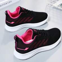 New Casual Ladies Flat Running Shoes, Front Lace-Up Mesh Breathable Low-Top Outdoor Sports Sneakers For Women