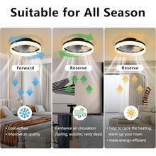 2025 Hottt New Arrivals-MOSSCO Ceiling Fans  Lights And Remote, LED Dimmable 3 Colour 6 Speeds Reversible Fan Light, Modern Fan Lights Ceiling For Bedroom, Flush Mount Low Profile Ceiling Fan Light White 40CM-40CM Black - Bildfarbe - View 3