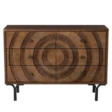 COZAYH Farmhouse 4-Door Storage Cabinet,6-Drawer Dresser, Accent Sideboard Buffet Cabinet With Circle Pattern And Radioactive Wood Lines - Tủ 6 ngăn kéo - Xem 8
