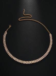 1pc Luxury Water Drop Rhinestone Claw Chain Soldered Rhinestone Necklace For Women, Perfect For Wedding, Engagement, Evening Party