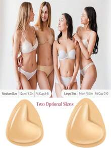 1 Pair Of Double Sided Self-Adhesive Bra Pads, Chest Pads Adhesive Pads, Reusable Padding Pads, Bra Bikini Invisible Thickened Chest Pads Waterproof For Swimming - Apricot - View 3