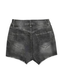 Women's Holiday Casual High Waist Ripped Frayed Hem Denim Shorts - Medium Gray - View 7