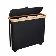Portarrollos de papel higiénico de bambú - Organizador de baño elegante con cesta de almacenamiento, dispensador de pañuelos multifuncional para el hogar y la oficina, decoración de baño del hogar, decoración de otoño, regreso a la escuela