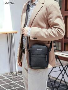 Men's Classic Square Business Messenger Bag, Casual Crossbody Bag Small Courier Bag Suitable For School, Commuting, Travel - Multicolor - View 3