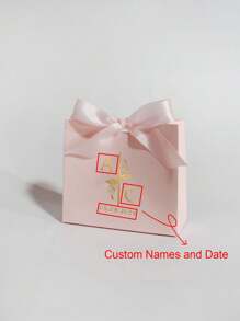 10/50/100pcs Custom Initial Wedding Favor Boxes With Bow, Personalized Monogram Gift Box With Names & Date For Guest, Elegant Candy Packaging For Engagement, Reusable Thank You Box For Party Or Bridal Shower, Multi-Functional, Stylish, High-Quality, Colorful, Ideal Gifts For Him, Tea Room, Home, Garden, Office, For Anniversaries, For Valentine's Day, For Mother's Day, For Birthdays, For Father's Day, For Graduation, For Weddings, For Housewarming, Art Activities For Children