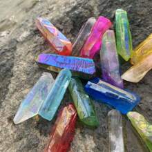 Naturalne kryształy kwarcu Aura Clear Quartz - luźne kryształy, mieszane kolory, materiał do samodzielnego wykończenia, idealne do dekoracji akwarium i doniczek, przedmioty kolekcjonerskie z kryształów, prezent na Dzień Matki, Boże Narodzenie, Święto Dziękczynienia.