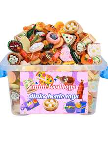 10/20/30/40 件迷你食物饮料瓶玩具假装食物适用于娃娃屋厨房配件迷你游戏树脂食物玩具（随机） - 彩色 - 查看 1