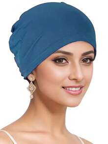 4件套柔软弹力内衬头巾 - 优雅纯色，多功能头巾，时尚化疗帽，女士适用 - 适合休闲穿着和睡眠时佩戴 - 多色 - 查看 34