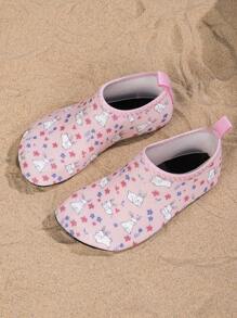 1pair Girls Comfortable Fashion Casual Lightweight Cute Rabbit Beach Water Shoes, Suitable For Summer
