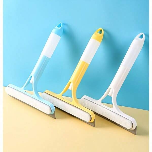 3-In-1 Multifunctional Glass Cleaning Brush With Built-In Spray Bottle - Ideal For Bathroom Mirrors, Windows And Car Glass - Durable Plastic Material, Bathroom Cleaning Tool | Vibrant Design | Attractive Design, Window Cleaning Brush