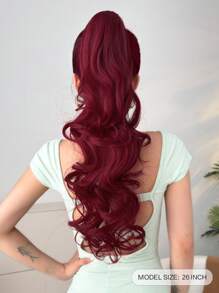 24 Inch Claw Ponytail Extension Hair Long Natural Wavy Wave Wine Red Color 24 Inch Add In Hair For Braids