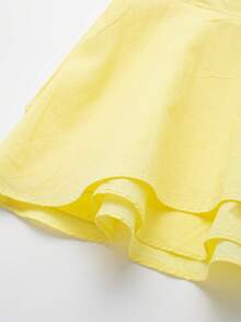 休闲简约奶油黄色束腰吊带背心 - 黃色 - 查看 6