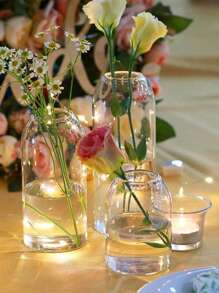 6pcs/3Pcs/1pc Glass Vases For Flowers Tall Clear Vases For Centerpieces Wedding Decorations 3 Diameters Hurricane Floating Candle Holder Modern Simple Vases Formal Dinners Home Decor