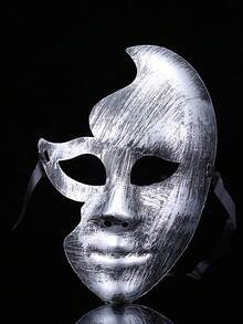 1pc Retro Gold & Silver Rhinestone Half Face Mask, Masquerade Ball/Halloween Party Mask - A - View 5