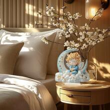 Placa decorativa plana 2D de ángel en forma de media luna de acrílico, de una sola pieza, con soporte - Decoración interior/exterior para festividades, adecuada para Halloween, Pascua, Día de la Madre, Día del Padre, San Patricio - Decoración para el hogar, oficina, cafetería, sin necesidad de electricidad, arte de pared de oficina | Decoración | Patrón de ángel, Decoración de Halloween, plano 2D