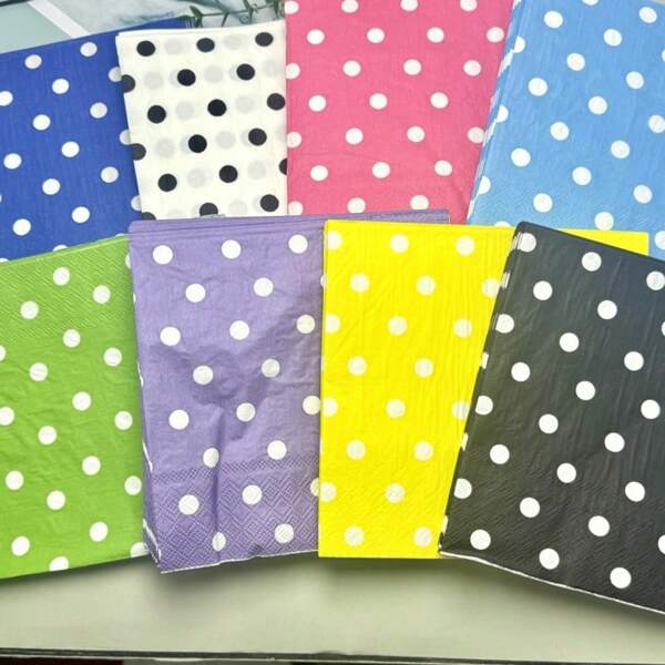 20pcs1 Pack 13x13 Inches Disposable Colorful Polka Dot Napkins Birthday Party Paper Towels Suitable For All Kinds Of Parties