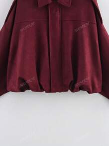Giacca da donna casual di moda da strada con colletto alla coreana, manica lunga con chiusura lampo, vestibilità morbida e vintage