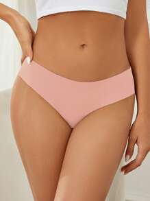 5 piezas de Braguitas de bikini con acabado de puntilla sexy, ropa interior cómoda y transpirable, bragas de unicolor, ropa interior femenina y esenciales de lencería para uso diario