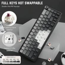 X66 Gasket Wireless Mechanical Keyboard With Volume Knob,60% Bluetooth/2.4GHz/Wired Gaming Keyboard,RGB Backlit,OEM Tri-Color PBT Keycaps,66 Keys Hot Swappable For PC/