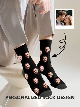 1 par de calcetines personalizados con cara, calcetines personalizados con foto, calcetines impresos personalizados, calcetines divertidos personalizados con cara, calcetines personalizados con imagen, pon cualquier cara en los calcetines, regalo de aniversario, ropa interior y pijamas, comodidad fácil, regalo de aniversario, regalo de San Valentín, regalo de cumpleaños, regalo de boda, acogedor