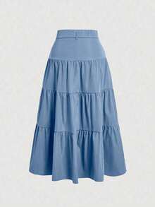 Liuhan Modas Sordaeminina Colored High Waist Ata Skirt With Pleated Three Maria - Xanh nhạt 01 - Xem 2