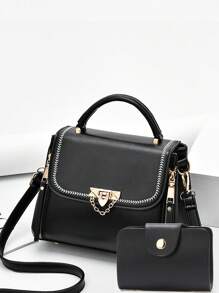 Novo Conjunto de Bolsas Femininas Elegantes, Bolsa de Ombro, Bolsa Quadrada Pequena Versátil e Bordada.