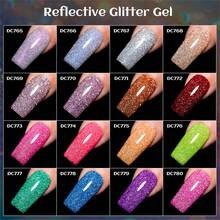 Mtssii 7ml Champagne Gold Sliver Reflective Nail Gel Polish Sparkling Shining Glitter Pink Red Color Nail Supplies Semi Permanent Soak Off UV Gel Varnish Sparkle Effect Nail Art Manicure - 彩色 - 查看 8