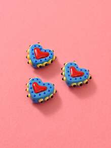 1/5 piezas Cuentas de vidrio pintadas a mano con corazones de puntos de múltiples colores de dopamina, aptas para hacer collares, pulseras, aretes, llaveros, encantos de teléfono, para amantes unisex