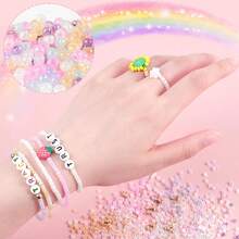 3000pcs/Box Colorful Macaroon Shaped Plastic Bead Jewelry Making Kit - Cream - View 3