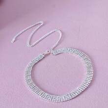 4-Strand Crystal Rhinestone Necklace, Fashionable Party Evening Jewelry - Silver - View 7