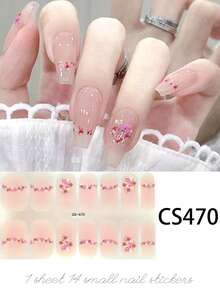 Conjunto de 14 adesivos de gel para unhas, sem necessidade de assar, com glitter, borboletas, arco-íris, flores e corações. Adesivos para unhas com cobertura total. Adesivos coloridos para unhas, ideais para salão de beleza. - Follow Your Heart - Ver 20
