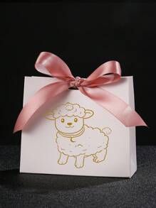 Élégantes boîtes à bonbons thème mouton pour l'Aïd al-Adha, avec ruban doré - contenants cadeaux en papier blanc et doré pour Ramadan Kareem, parfait pour les faveurs de fête islamique et décorations de maison