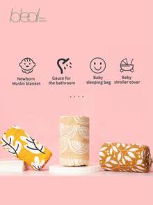 Manta de muselina estampada para envolver bebés recién nacidos, toalla de baño - Multicolor - Ver 3