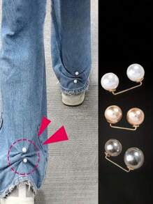 2/4 Peças Clipes para Barra de Calça Denim, Clipes Para Bloquear Luz do Tórax, Botão de Cintura, Clipes Anti-Arrasto de Sapato, Ajustador de Comprimento de Calça Escolar