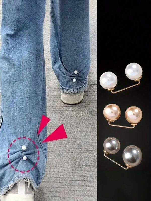2/4pcs Denim Pants Hem Clips, Chest Light-Block Clips, Waist Button, Anti-Drag Shoe Clips, Pants Length Adjuster School