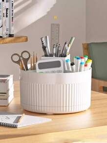 1pc Desktop Rotating Cosmetic Brush Holder, For Storage Of Eye Shadow, Lipstick And Brushes, Easy To Access Small Tools, Knives, Eyebrow Pencils, Razors, Office Stationery, Etc. It Is A Multifunctional Rotating Holder For Household Use And Organizing Cosmetics, Great As An Accessory Or Fun Gift.,For Holiday Beach, Bathroom Collection, Bedroom Collection, Large Capacity