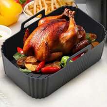 1 pièce/2 pièces Doublures en silicone FlexiBake Pro pour friteuse à air - Plaque de cuisson universelle antiadhésive pour Foodi/Dual DZ201/Cosori, résistante à la chaleur jusqu'à 260°C et lavable au lave-vaisselle, tapis rectangulaire réutilisable pour rôtir, frites, légumes - Accessoires de cuisine sans odeur pour la maison, le camping, le restaurant