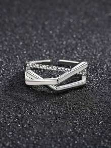 1 pièce Bague chaîne unique et ajourée pour homme, bague en alliage au look vintage usé tressé