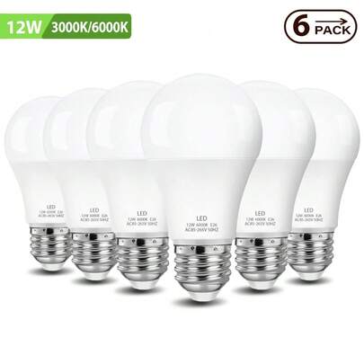 6 件 E27 LED 灯泡 A19 AC 85-265V 9W LED 灯泡 6000K/3000K LED 灯泡适用于客厅家居室内