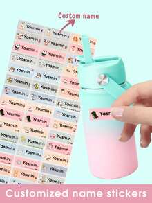 60/120/180/240pcs Customized Name Stickers, Name Labels, Personalized Stickers, Waterproof - Suitable For School And Daycare - Customizable Stickers Can Be Used Almost Anywhere, Perfect Gift For Family, New Year, Back To School, Fashionable Autumn, Children, Customized Children Growth Memento - Multicolor - View 5