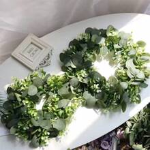 1/2/5 pièces, Guirlande de faux eucalyptus avec fleurs blanches, feuilles d'eucalyptus argent de 5,9 pi/180 cm Gypsophila, Vignes vertes artificielles pour décoration de mariage, fête, manteau, chemin de table, maison, bureau, décoration d'été