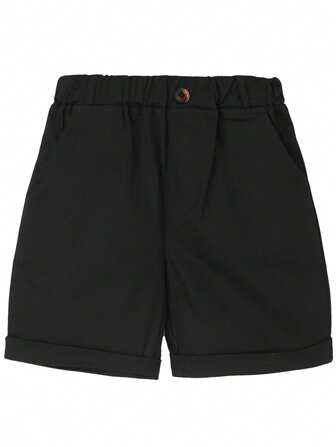 Young Boys' Casual All-Match Black Shorts, Summer