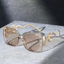 1 par de gafas de sol de moda con montura metálica y diseño de ojo de gato oversize - Marcos semitransparentes, lentes degradados, detalles en oro, disponible en varios colores | Accesorio perfecto para fiestas y atuendos casuales | Declaración de moda audaz | Marcos de policarbonato - Multicolor - Ver 3