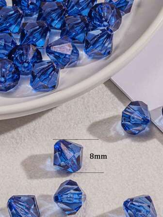 100pcs 8mm Faux Crystal Rhombus Pointed Beads For DIY Star Beaded Strings, Colorful Transparent Acrylic Loose Beads For Necklace, Bracelet, Curtain And Other Handicrafts