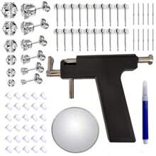 Kit per piercing professionale per orecchie, per uso in salone o domestico, con 20 pezzi di orecchini a perno in acciaio inossidabile, 12 pezzi di orecchini in zirconia, 10 pezzi di perni per orecchie in argento 925