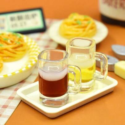 10 pièces/5 pièces Mini bière et gobelets en plastique/résine, idéaux pour les adolescents pour décorer les maisons de poupées