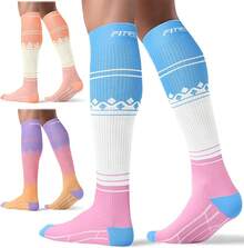 FITRELL 3 Pairs Compression Socks For Women And Men 20-30mmHg-Circulation Support Socks Halloween Christmas New Year