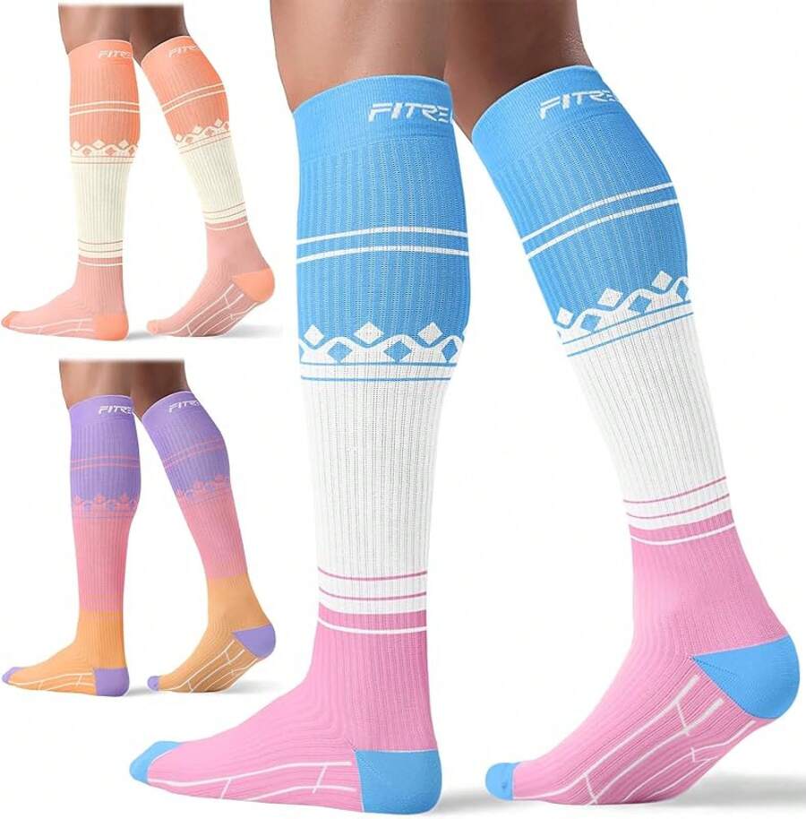 FITRELL 3 Pairs Compression Socks For Women And Men 20-30mmHg-Circulation Support Socks Halloween Christmas New Year