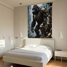 Surreal Gorilla And Metallic Art Tapestry Cozy Blanket For Wall Dr Warm And Artistic Throw Rug Ideal For Living Room Or Bedroom Accent Piece Unique And Eye Catching Design For Modern Home Styling - Multicolor - View 3